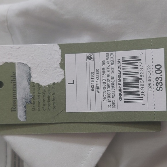 NWT Goodfellow & Co white collared button down size large 16-16.5 - Picture 10 of 11